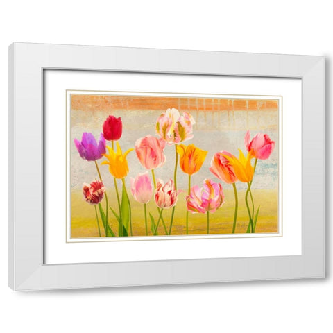 Tulipani destate White Modern Wood Framed Art Print with Double Matting by Rizzardi, Teo