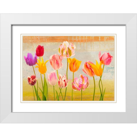 Tulipani destate White Modern Wood Framed Art Print with Double Matting by Rizzardi, Teo