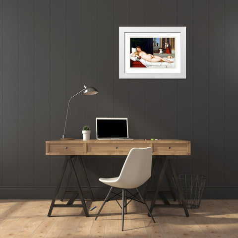 Venere di Urbino White Modern Wood Framed Art Print with Double Matting by Tiziano
