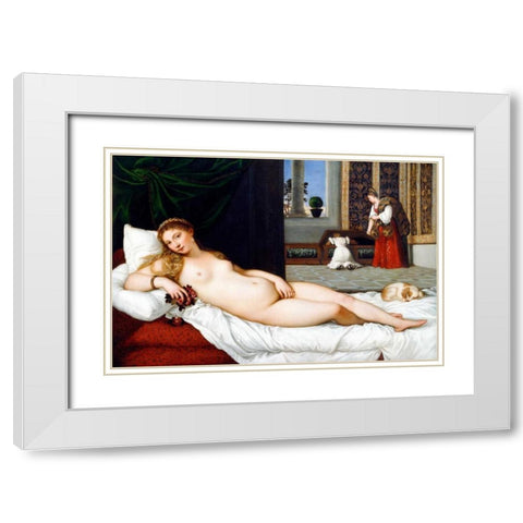 Venere di Urbino White Modern Wood Framed Art Print with Double Matting by Tiziano
