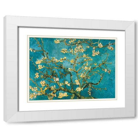 Mandorlo in fiore White Modern Wood Framed Art Print with Double Matting by Van Gogh, Vincent