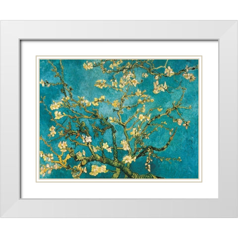 Mandorlo in fiore White Modern Wood Framed Art Print with Double Matting by Van Gogh, Vincent