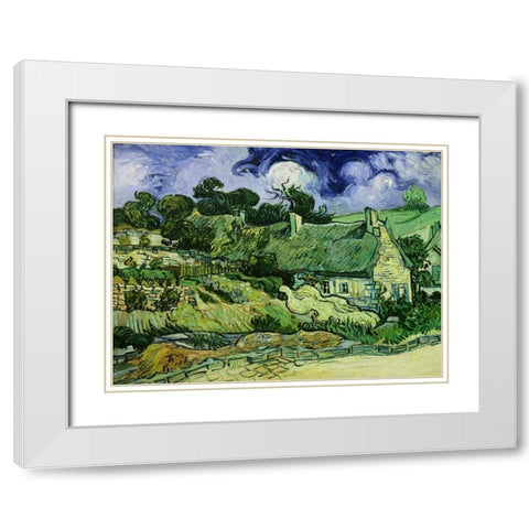 House with Straw Ceiling Cordeville White Modern Wood Framed Art Print with Double Matting by Van Gogh, Vincent