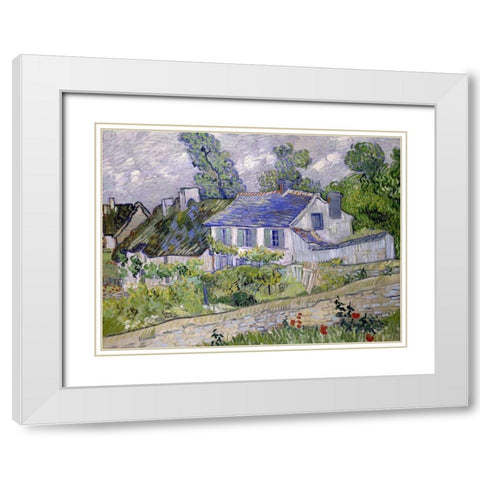 Houses at Auvers White Modern Wood Framed Art Print with Double Matting by van Gogh, Vincent