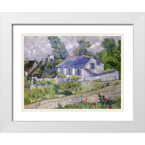 Houses at Auvers White Modern Wood Framed Art Print with Double Matting by van Gogh, Vincent
