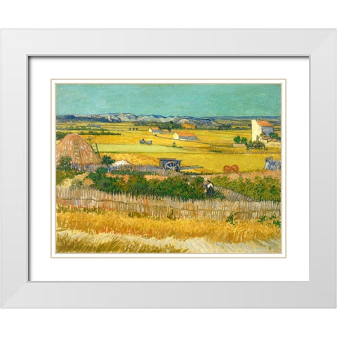 De oogst White Modern Wood Framed Art Print with Double Matting by van Gogh, Vincent