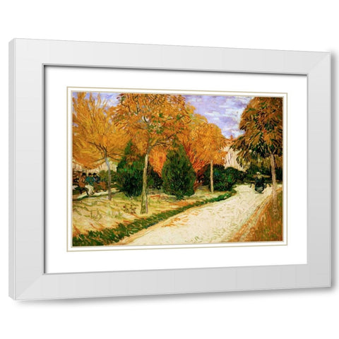 Garden in Autumn White Modern Wood Framed Art Print with Double Matting by Van gogh, Vincent