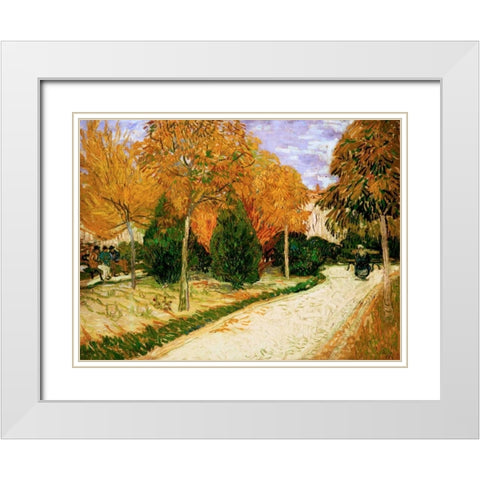 Garden in Autumn White Modern Wood Framed Art Print with Double Matting by Van gogh, Vincent