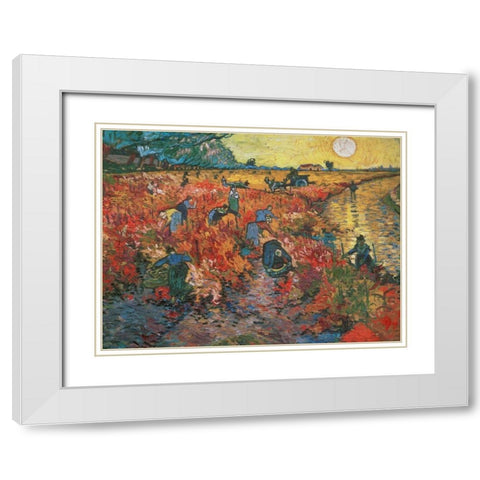 The red Vineyard at Arles White Modern Wood Framed Art Print with Double Matting by Van gogh, Vincent