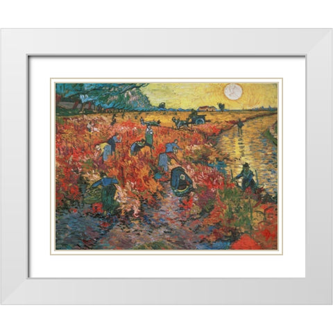 The red Vineyard at Arles White Modern Wood Framed Art Print with Double Matting by Van gogh, Vincent