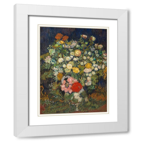 Bouquet of Flowers in a Vase White Modern Wood Framed Art Print with Double Matting by van Gogh, Vincent