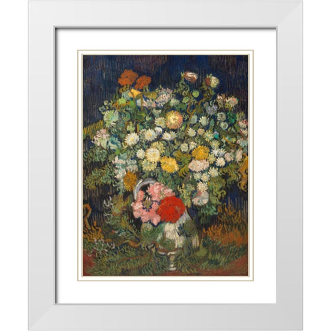 Bouquet of Flowers in a Vase White Modern Wood Framed Art Print with Double Matting by van Gogh, Vincent