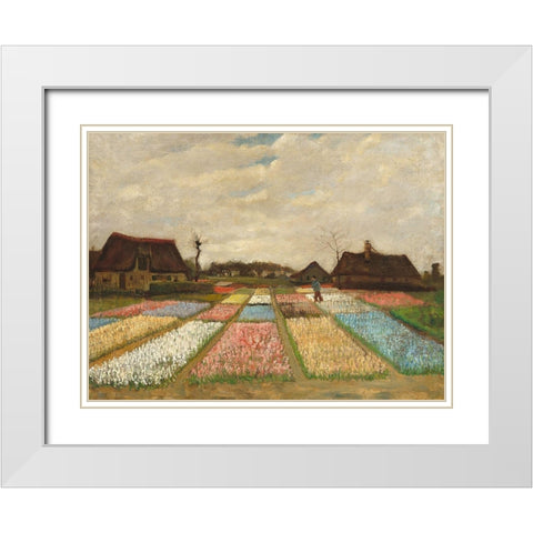 Flower Beds in Holland White Modern Wood Framed Art Print with Double Matting by Vincent, van Gogh