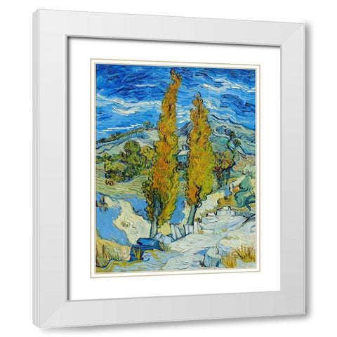 The Poplars at Saint-Remy White Modern Wood Framed Art Print with Double Matting by van Gogh, Vincent