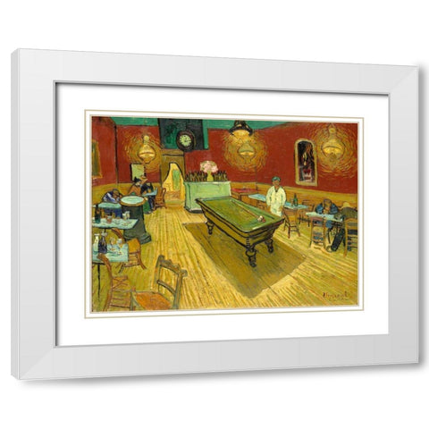 The Night Cafe (detail) White Modern Wood Framed Art Print with Double Matting by van Gogh, Vincent