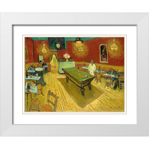 The Night Cafe (detail) White Modern Wood Framed Art Print with Double Matting by van Gogh, Vincent