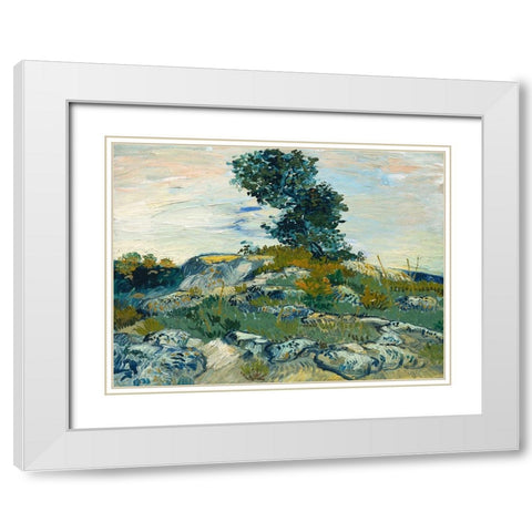 The Rocks White Modern Wood Framed Art Print with Double Matting by van Gogh, Vincent