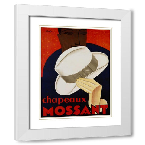 Chapeaux Mossant 1928 White Modern Wood Framed Art Print with Double Matting by Olsky