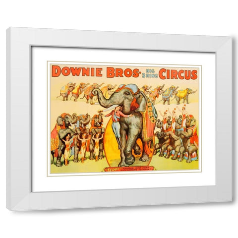 Downie Bros. Big 3 Ring Circus 1935 White Modern Wood Framed Art Print with Double Matting by Anonymous