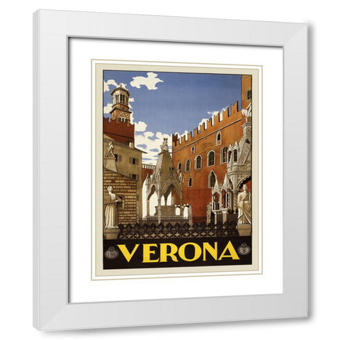 Verona, 1938 White Modern Wood Framed Art Print with Double Matting by Anonymous
