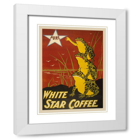 White Star Coffee, 1899 White Modern Wood Framed Art Print with Double Matting by Anonymous
