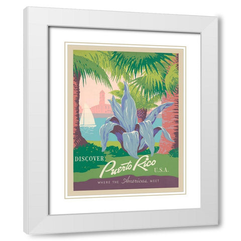 Visit Puerto Rico, 1940 White Modern Wood Framed Art Print with Double Matting by Anonymous