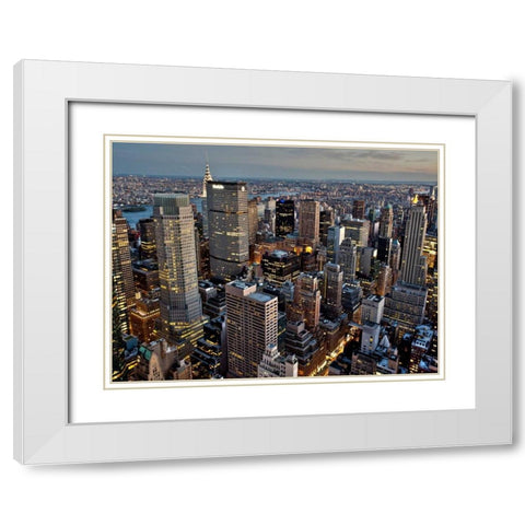 Midtown Manhattan White Modern Wood Framed Art Print with Double Matting by Ratsenskiy, Vadim
