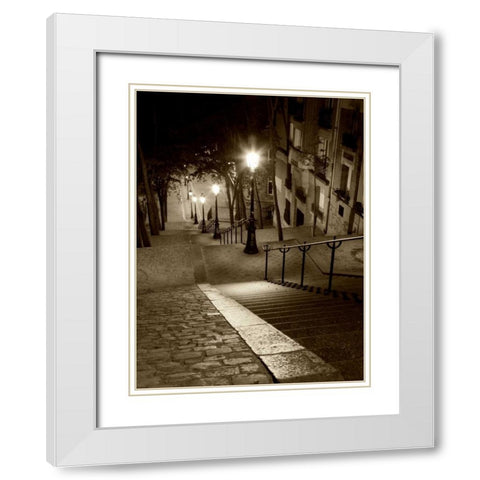 Montmartre Paris White Modern Wood Framed Art Print with Double Matting by Ratsenskiy, Vadim