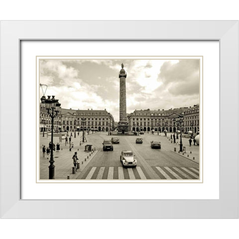 Place Vendome Paris White Modern Wood Framed Art Print with Double Matting by Ratsenskiy, Vadim