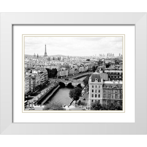 View of Paris and Seine river White Modern Wood Framed Art Print with Double Matting by Ratsenskiy, Vadim