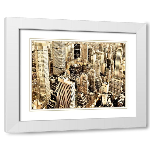 Skycrapers in Manhattan, NYC White Modern Wood Framed Art Print with Double Matting by Ratsenskiy, Vadim