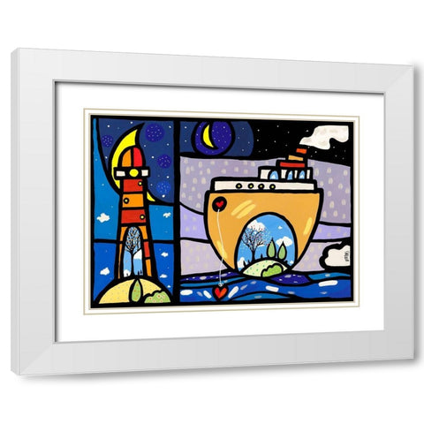 Inside + New Ark White Modern Wood Framed Art Print with Double Matting by Wallas