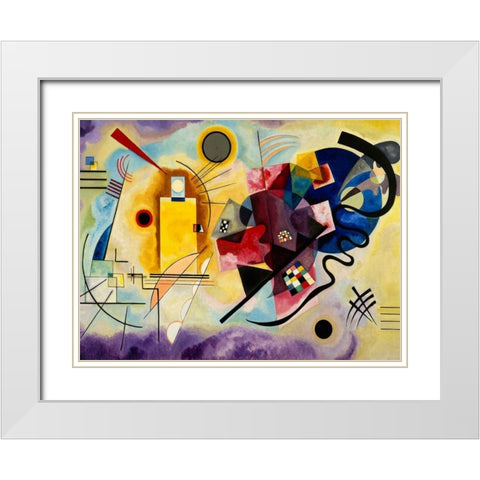 Yellow, Red and Blue White Modern Wood Framed Art Print with Double Matting by Kandinsky, Wassily