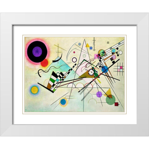 Composition VIII White Modern Wood Framed Art Print with Double Matting by Kandinsky, Wassily