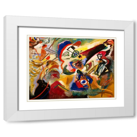 Fragment II for Composition VII White Modern Wood Framed Art Print with Double Matting by Kandinsky, Wassily