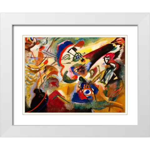 Fragment II for Composition VII White Modern Wood Framed Art Print with Double Matting by Kandinsky, Wassily