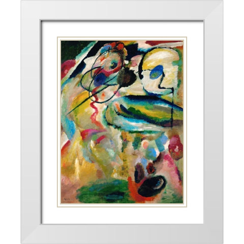 Composition White Modern Wood Framed Art Print with Double Matting by Kandinsky, Wassily