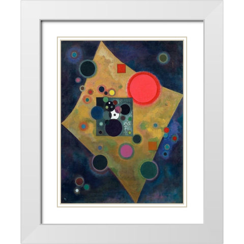 Pink Accent White Modern Wood Framed Art Print with Double Matting by Kandinsky, Wassily
