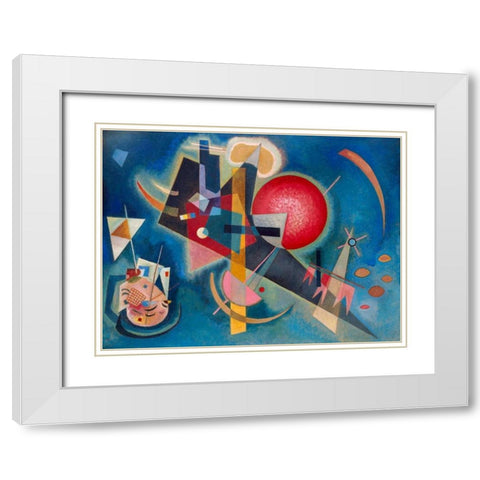 Im Blau White Modern Wood Framed Art Print with Double Matting by Kandinsky, Wassily