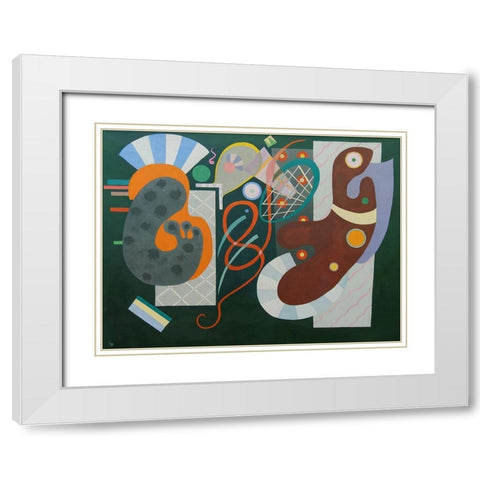 Noeud rouge White Modern Wood Framed Art Print with Double Matting by Wassily, Kandinsky