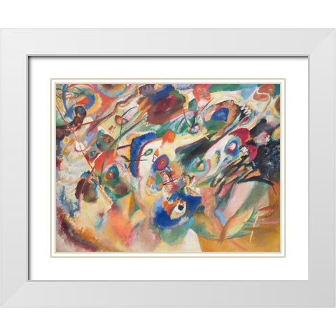 Komposition VII  White Modern Wood Framed Art Print with Double Matting by Wassily, Kandinsky