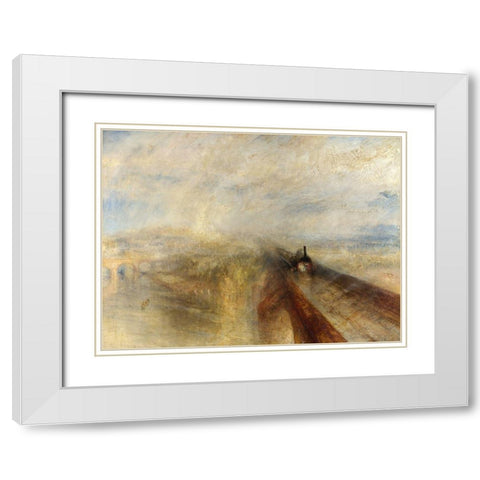 Rain, Steam and Speed, The Great Western Railway White Modern Wood Framed Art Print with Double Matting by William, Turner