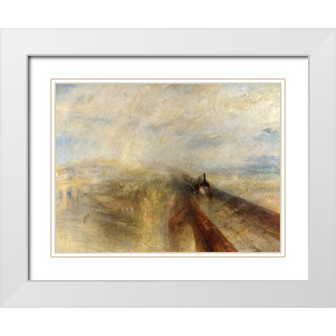 Rain, Steam and Speed, The Great Western Railway White Modern Wood Framed Art Print with Double Matting by William, Turner