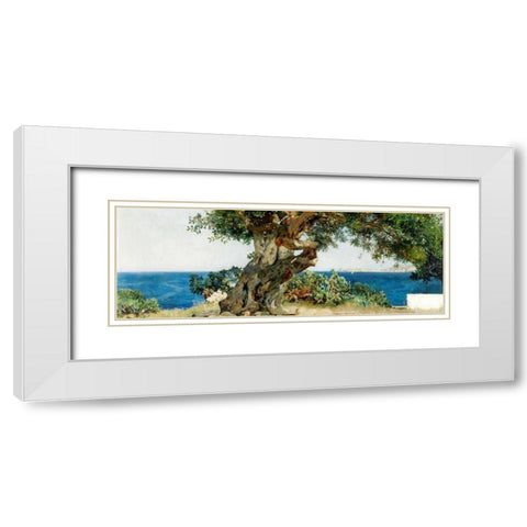 Algarrobo White Modern Wood Framed Art Print with Double Matting by Sorolla y Bastida, Joaquin