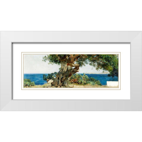 Algarrobo White Modern Wood Framed Art Print with Double Matting by Sorolla y Bastida, Joaquin