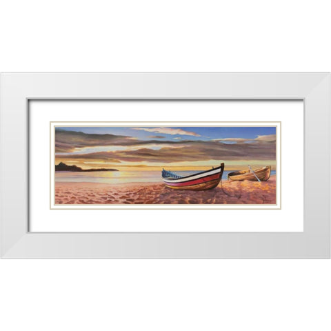 Alba sulla spiaggia White Modern Wood Framed Art Print with Double Matting by Galasso, Adriano