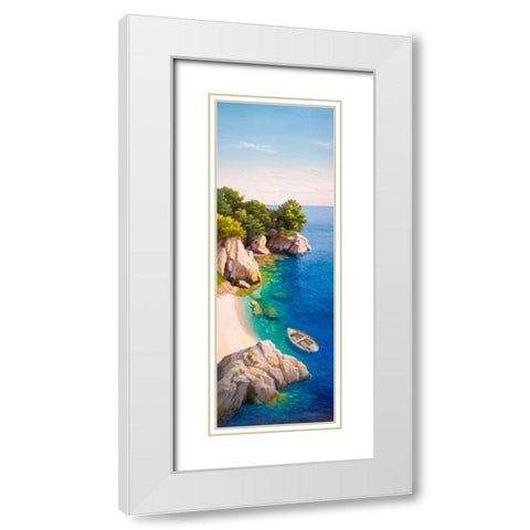Caletta nel Mediterraneo White Modern Wood Framed Art Print with Double Matting by Galasso, Adriano