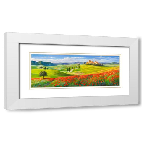 Verso il borgo in Toscana White Modern Wood Framed Art Print with Double Matting by Galasso, Adriano