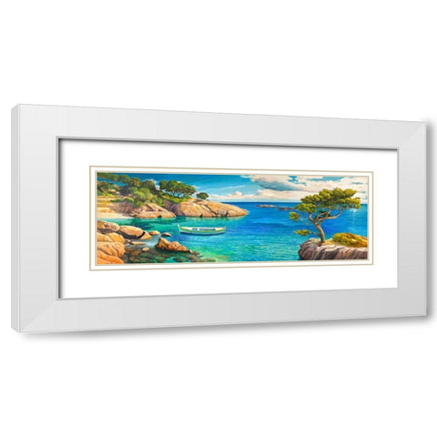Verde Mediterraneo White Modern Wood Framed Art Print with Double Matting by Galasso, Adriano