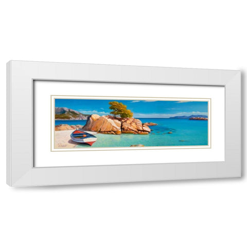 Cala smeraldo White Modern Wood Framed Art Print with Double Matting by Galasso, Adriano